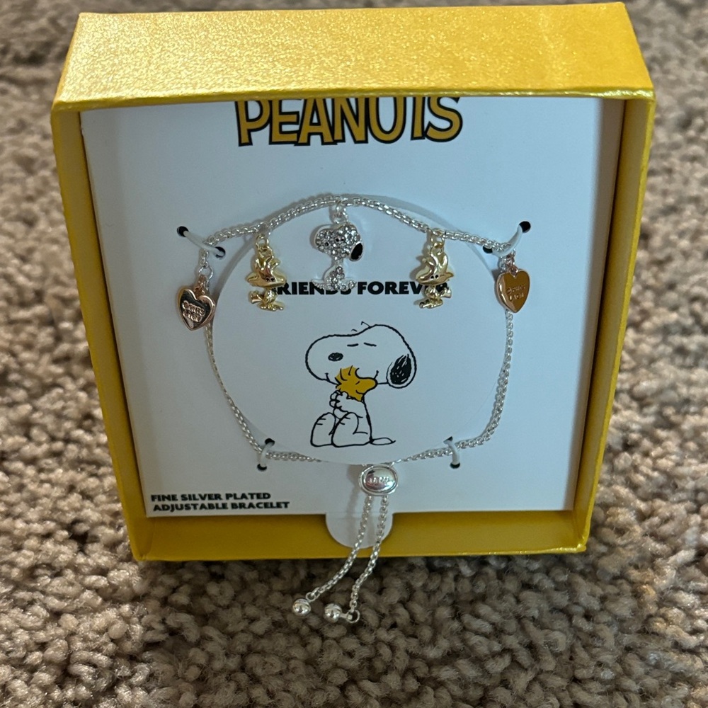 Peanuts Silver Bracelet with Gold Charms